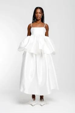 WHITE HIGH WAIST PLEATED FULL SKIRT
