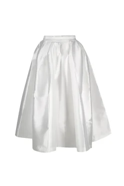 WHITE HIGH WAIST PLEATED FULL SKIRT
