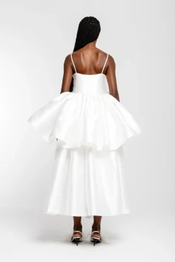 WHITE HIGH WAIST PLEATED FULL SKIRT