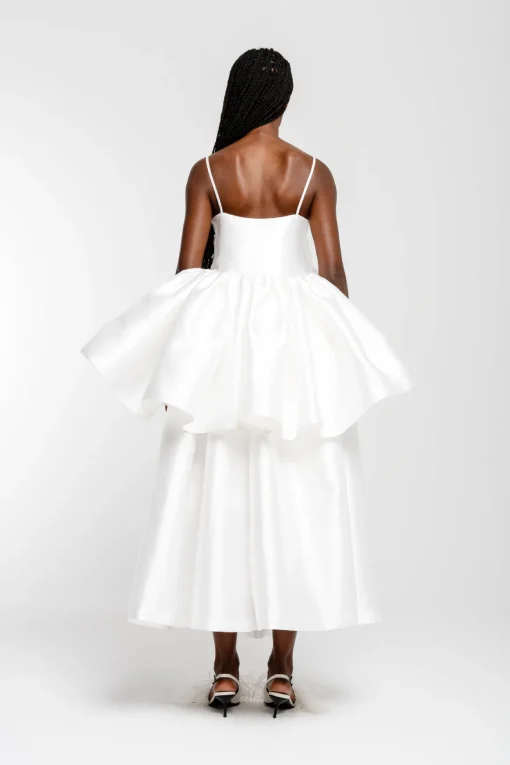 WHITE HIGH WAIST PLEATED FULL SKIRT