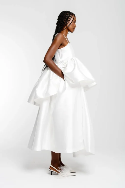 WHITE HIGH WAIST PLEATED FULL SKIRT