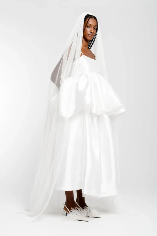 WHITE HIGH WAIST PLEATED FULL SKIRT