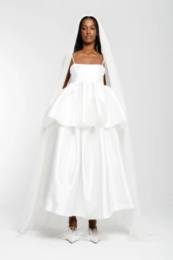 WHITE HIGH WAIST PLEATED FULL SKIRT