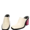 WHITE LEATHER MULE W/ M'A HEEL