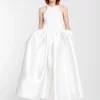 WHITE LONG DRESS WITH FULL SKIRT
