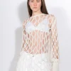 WHITE NET LONG SLEEVE TOP