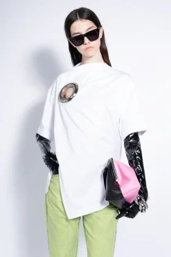 WHITE OVERSIZED T-SHIRT WITH BIG EYELET