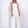WHITE PATCHWORK BOYFRIEND TROUSERS