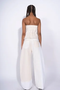 WHITE PATCHWORK BOYFRIEND TROUSERS