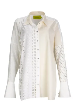 WHITE PATCHWORK DECONSTRUCTED SHIRT