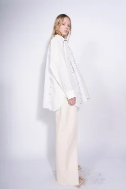 WHITE PATCHWORK DECONSTRUCTED SHIRT