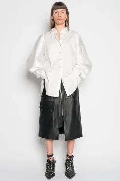 WHITE SHIRT WITH BOMBER SLEEVE