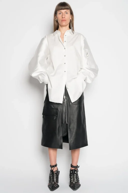 WHITE SHIRT WITH BOMBER SLEEVE