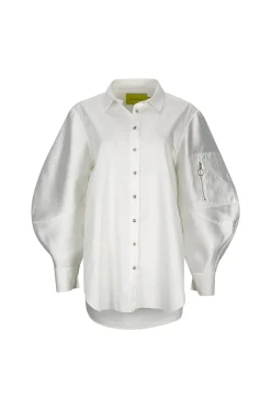 WHITE SHIRT WITH BOMBER SLEEVE