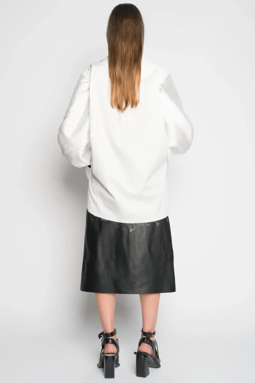 WHITE SHIRT WITH BOMBER SLEEVE
