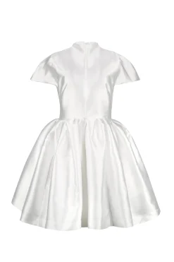 WHITE SHORT SLEEVE PUFF SKIRT DRESS