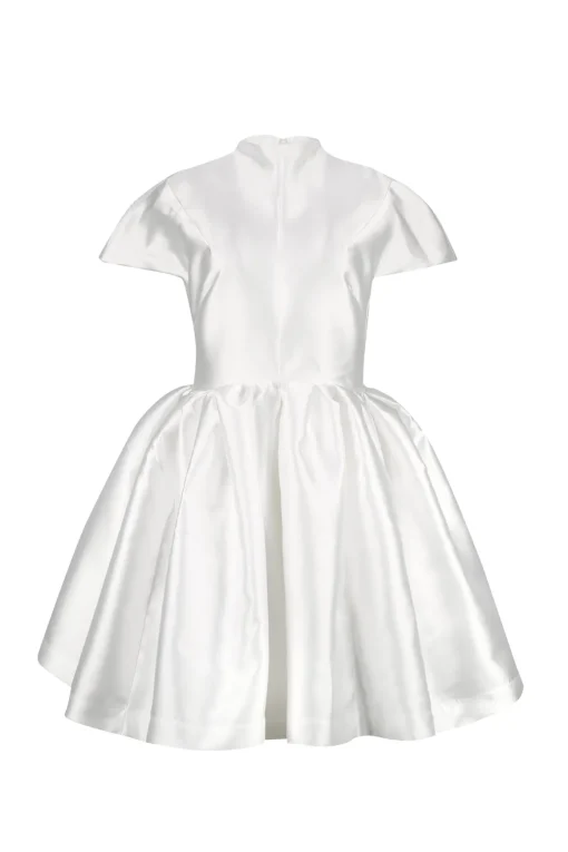 WHITE SHORT SLEEVE PUFF SKIRT DRESS