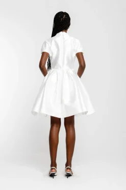 WHITE SHORT SLEEVE PUFF SKIRT DRESS