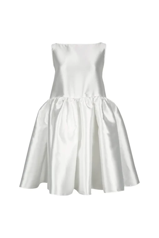 WHITE SHORT SLEEVELESS PUFF DRESS