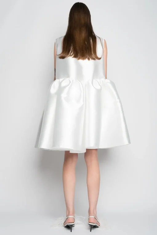 WHITE SHORT SLEEVELESS PUFF DRESS