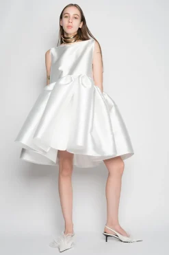 WHITE SHORT SLEEVELESS PUFF DRESS