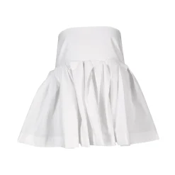 WHITE STRAPLESS PEPLUM TOP