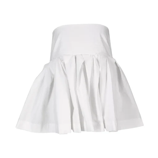 WHITE STRAPLESS PEPLUM TOP
