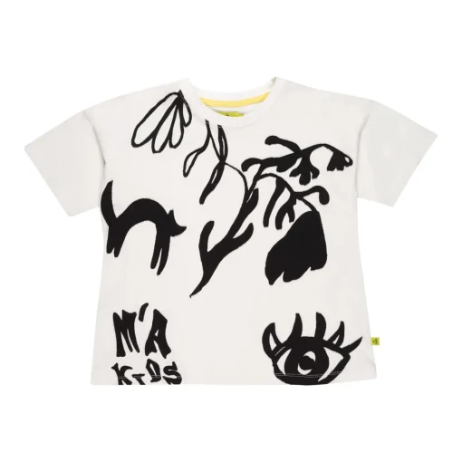 WHITE T-SHIRT WITH PATCH EMBROIDERY