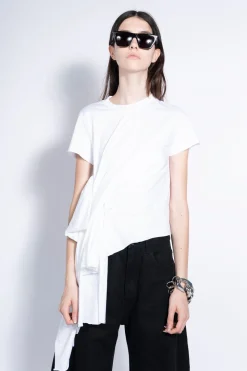 WHITE T-SHIRT WITH SIDE BOW
