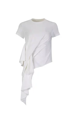 WHITE T-SHIRT WITH SIDE BOW