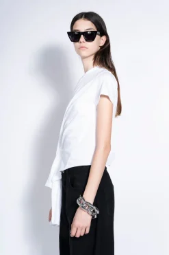 WHITE T-SHIRT WITH SIDE BOW