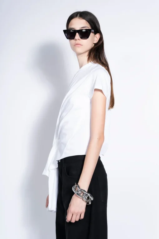 WHITE T-SHIRT WITH SIDE BOW