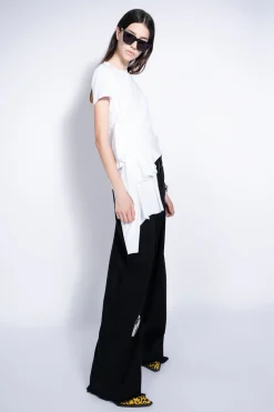 WHITE T-SHIRT WITH SIDE BOW