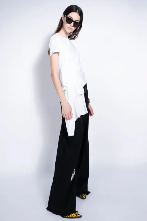 WHITE T-SHIRT WITH SIDE BOW