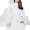 WHITE TURTLENECK PUFF SLEEVE TOP