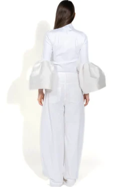 WHITE TURTLENECK PUFF SLEEVE TOP