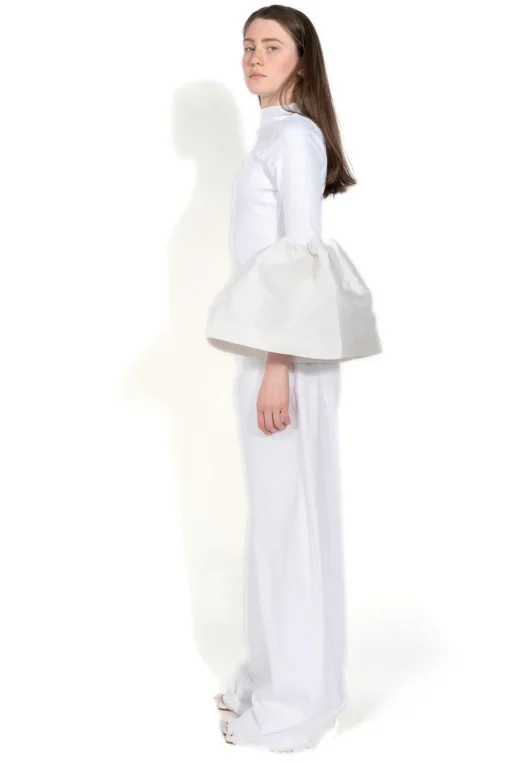 WHITE TURTLENECK PUFF SLEEVE TOP