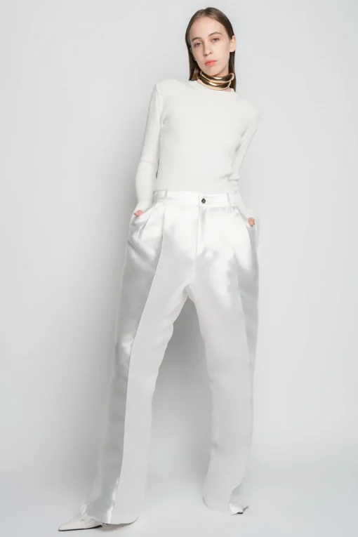 WHITE WIDE LEG TROUSERS