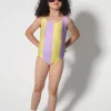 YELLOW AND LILAC SWIMSUIT