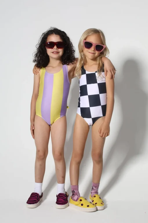 YELLOW AND LILAC SWIMSUIT