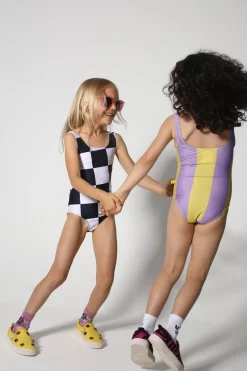 YELLOW AND LILAC SWIMSUIT