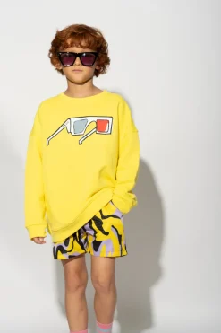 YELLOW 3D GLASSES PRINT SWEATSHIRT