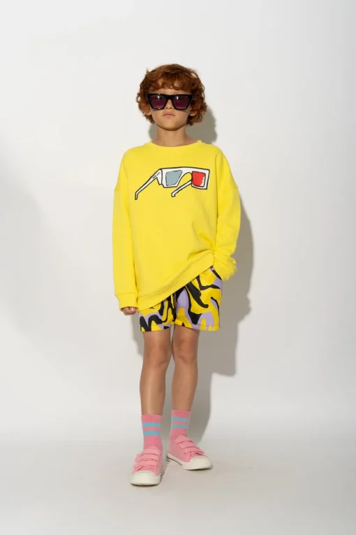 YELLOW 3D GLASSES PRINT SWEATSHIRT