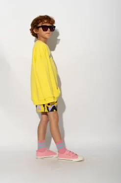 YELLOW 3D GLASSES PRINT SWEATSHIRT