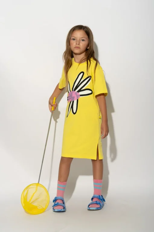 YELLOW DAISY PRINT T-SHIRT DRESS