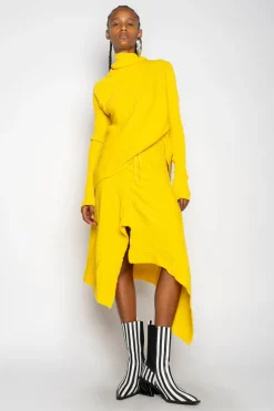 YELLOW DRAPED JUMPER IN MERINO KNIT