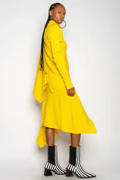 YELLOW DRAPED JUMPER IN MERINO KNIT