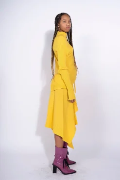 YELLOW DRAPED SKIRT