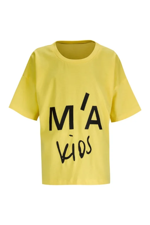 YELLOW EMBROIDERED T-SHIRT