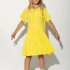 YELLOW GATHERED DRESS